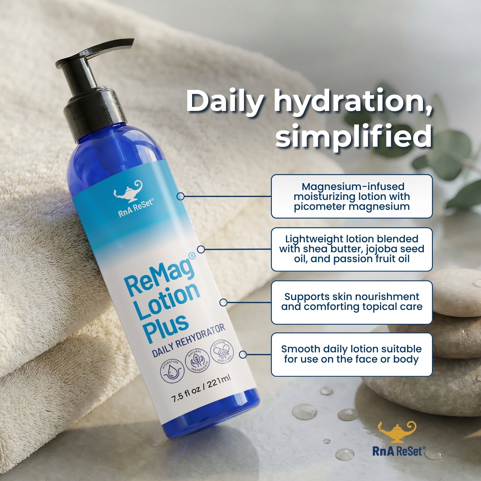ReMag® Lotion Plus | Soothing Magnesium Hydrator | RnA ReSet